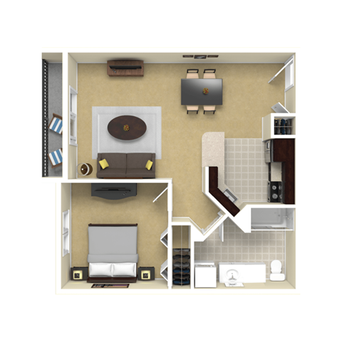 Tamarack 1bed Floor Plan at Boulder Ridge, Duluth, Minnesota